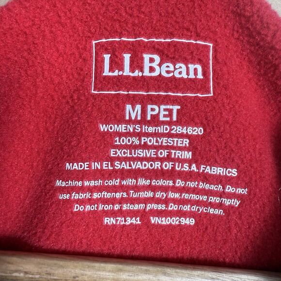 L.L. Bean Fleece Soft Sweater Full Zip Red Women's Size Medium Petite - Picture 3 of 4